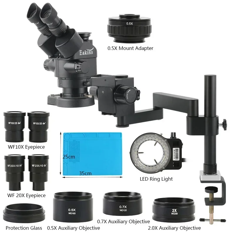 Stereo Trinocular Microscope Pcb - Eakins 3.5X-180X 동시 초점 삼안 스테레오