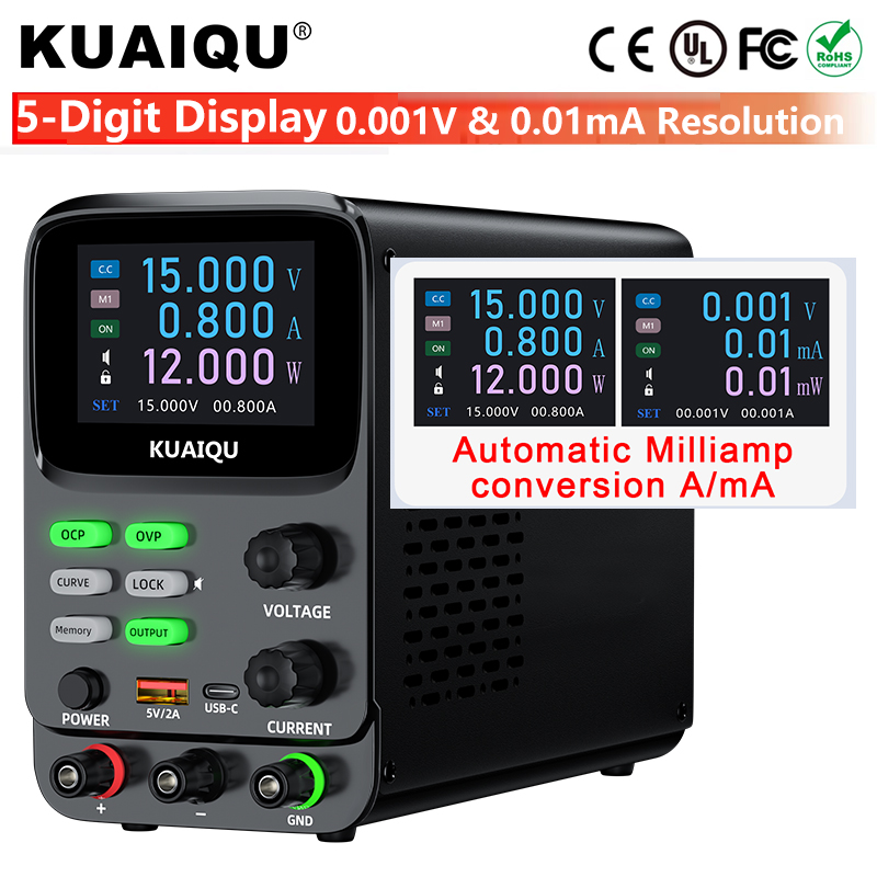 Programmable Dc Power Supply 30V 10A - KUAIQU 5자리 디지털 조정 가능 프로그래밍