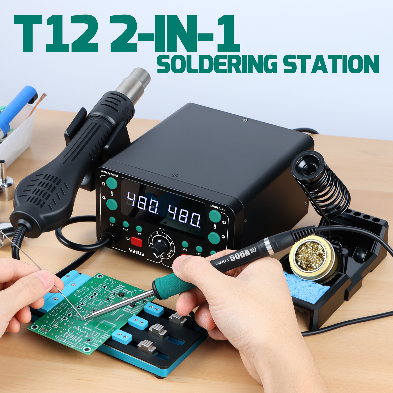 Hot Air Rework Station T12 - 902D-IV 775W T12 납땜 인두 스테이션