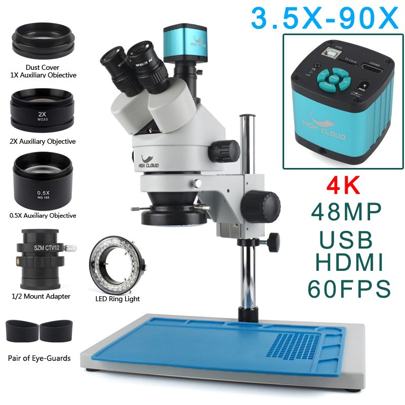 3.5X-90X Simul-Focal 스테레오 삼안 현 - Stereo Trinocular Microscope Pcb 리뷰 및 가격