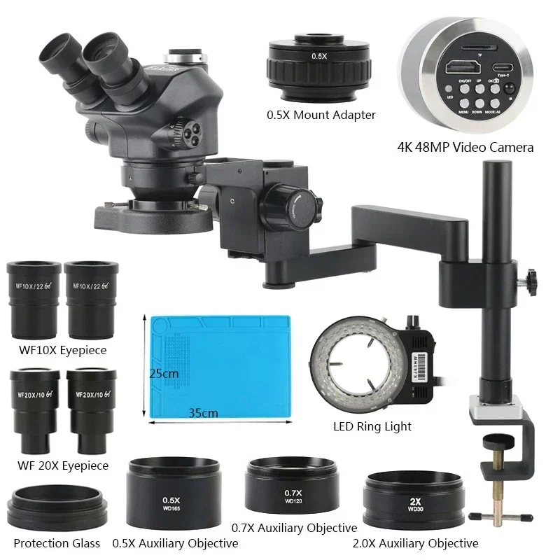 3.5X-200X 줌 삼안 관절식 암 폴드 클램프 스탠 - Stereo Trinocular Microscope Pcb 리뷰 및 가격
