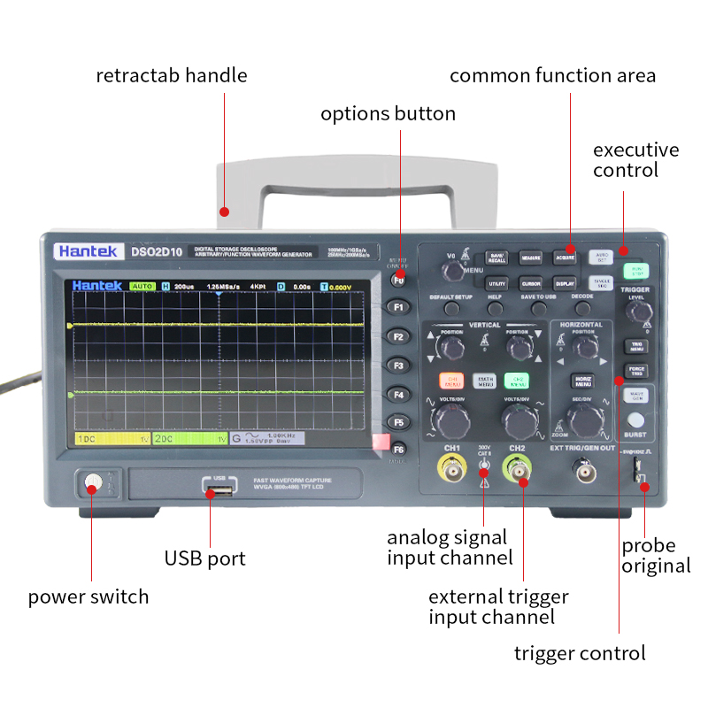 Hantek DSO2D10 디지털 스토리지 오실로스코프 - Digital Storage Oscilloscope 100Mhz 리뷰 및 가격