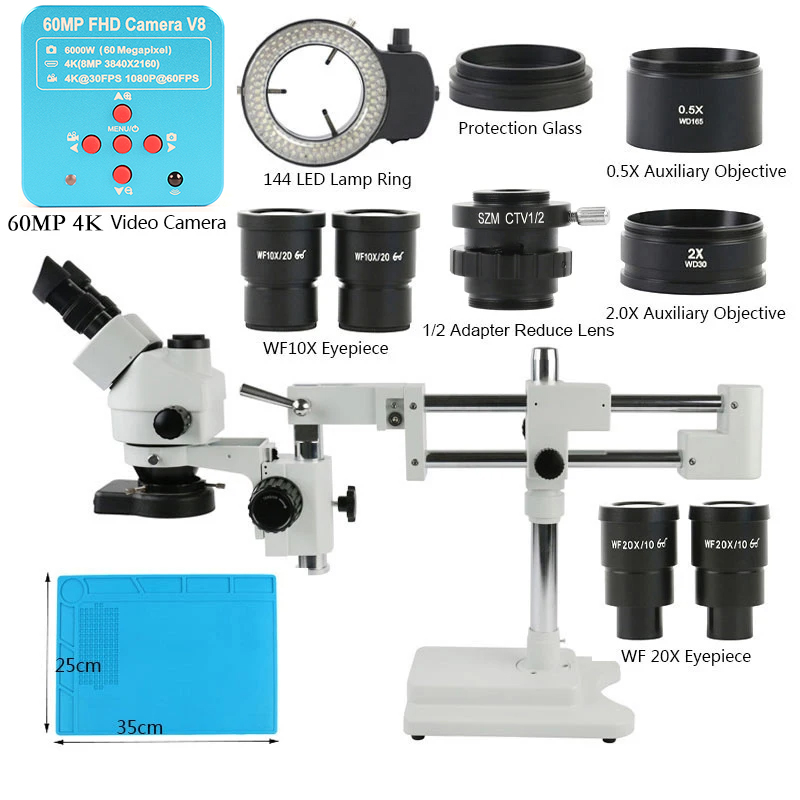 3.5배 90배 180배 동시 초점 이중 붐 스탠드 삼 - Stereo Trinocular Microscope Pcb 리뷰 및 가격